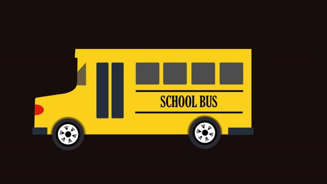 3d rendered animation of a yellow school bus isolated on a black background