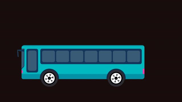 3d rendered animation of a blue bus isolated on a black background