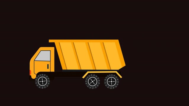 3d rendered animation of a dump truck isolated on a black background