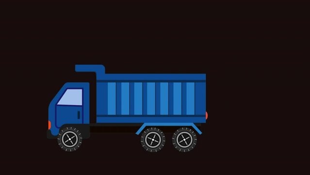 3d rendered animation of a dump truck isolated on a black background