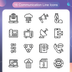 Communication Vector Outline icon set illustration Set 02