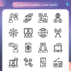 Communication Vector Outline icon set illustration Set 01