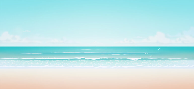 Vector beautiful realistic illustration of sandy summer beach