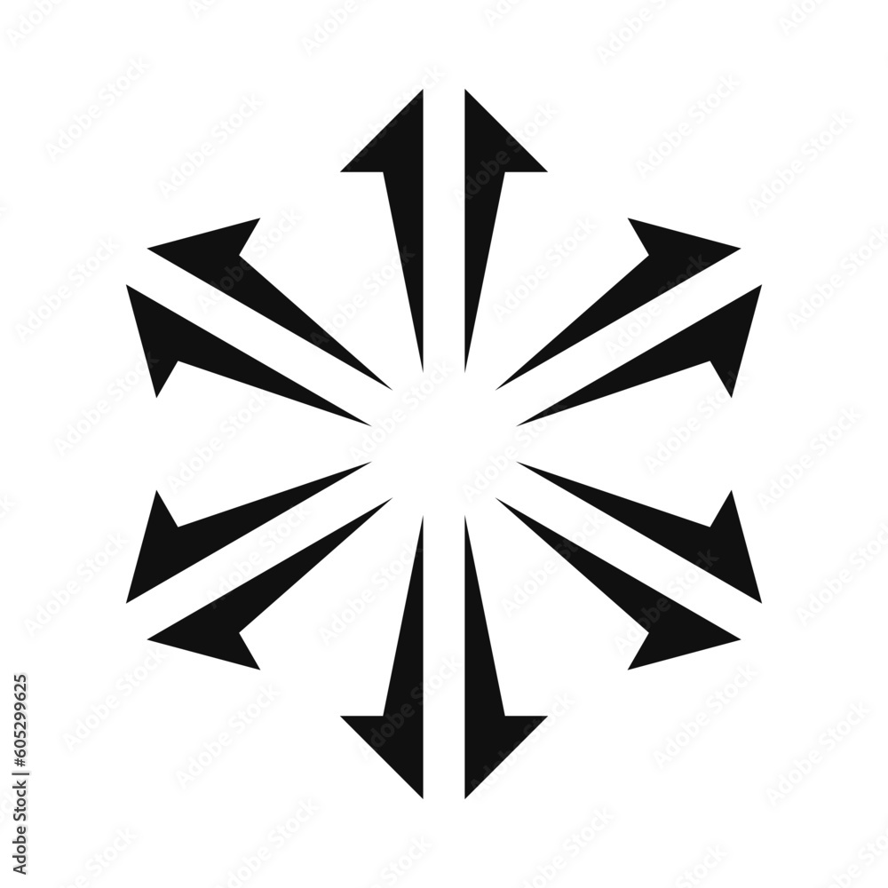 Poster radial split bursting arrows silhouette icon