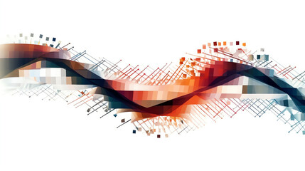 AI Generated. Abstract Genetic Algorithms  Minimal Shapes Illustration on White Background. Digital Innovation and Computational Creativity.