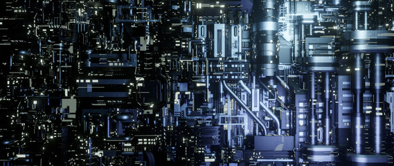 High-tech Digital Technology Concept With Abstract Circuitry And Futuristic Elements State-of-the-art Lustrous Illustrative Banner Background Wallpaper Futuristic Cityscapes 3D Illustration