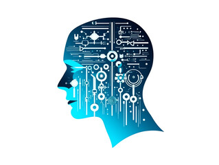 AI Generated. Edge Machine Learning. Simple Illustration with Tech Style on Plain White Background. Cyan and Dark Blue Colors Representing Futuristic Technology.