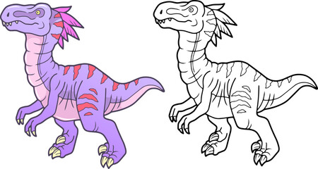 prehistoric dinosaur velociraptor, illustration design - 605300221