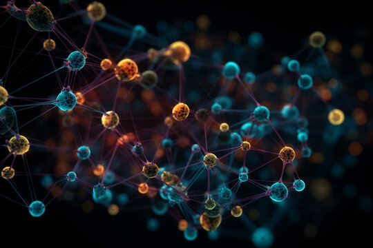 An abstract image of a network of molecules connected to each other Generative AI