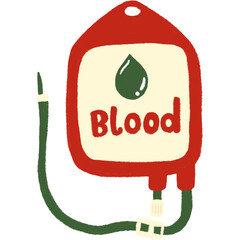 A drawing of cute medical blood bag supply