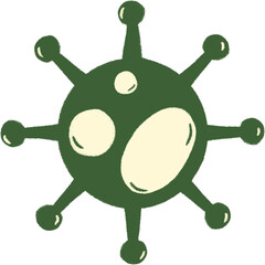 A drawing of cute green virus