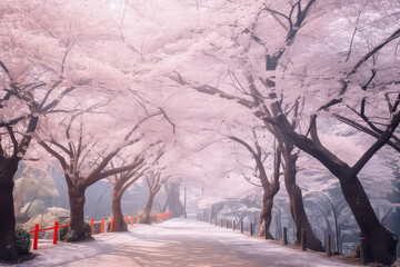 Beautiful cherry blossoms in Japan, AI
