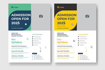 School admission flyer or kids education flyer and leaflet template