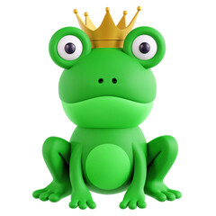 A charming 3D illustration of a frog prince