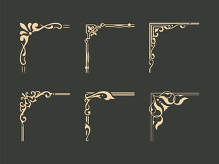 Vintage corner illustration set