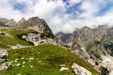 Scenic shot of Kaiser Mountains in Austria on a sunny day