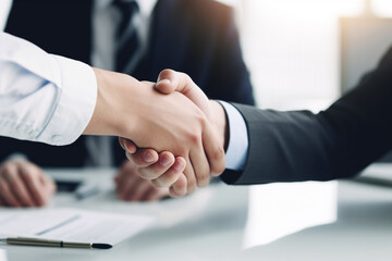 Businessmen handshake - business meeting and partnership concept. Generative ai.