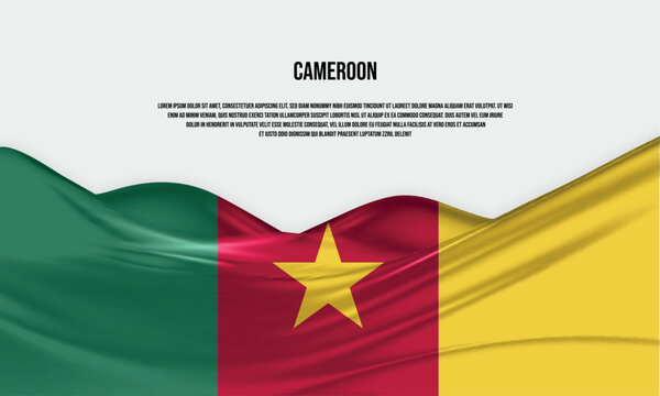 Cameroon flag design. Waving Cameroon flag made of satin or silk fabric. Vector Illustration.