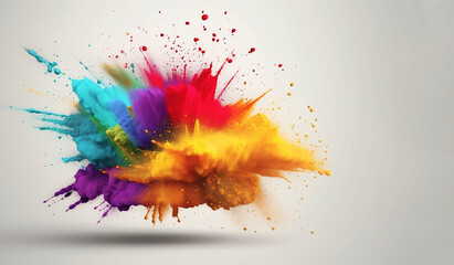 Fototapeta na wymiar Background. Pride day concept. Explosion of rainbow powder on a white background. Generative ai