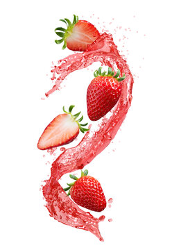 Fresh strawberry with spiral splash juice
