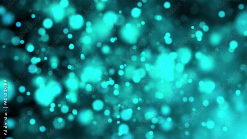 Poster blue particles with dof. computer generated 3d render