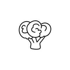Hand drawn broccoli icon. Vector badge vegetable in the old ink style for brochures, banner, restaurant menu and market