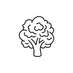 Hand drawn broccoli icon. Vector badge vegetable in the old ink style for brochures, banner, restaurant menu and market