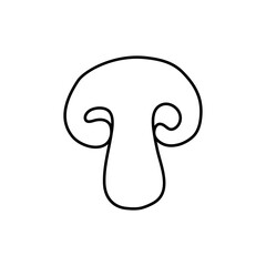 Mushroom  Doodle vector illustration. Single hand drawn element isolated on white background. For greeting cards, posters, stickers and seasonal designs.