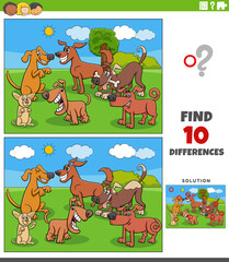 differences game with cartoon dogs characters group