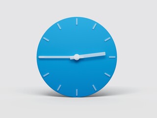 Illustration of a blue clock with white hands isolated on the white background