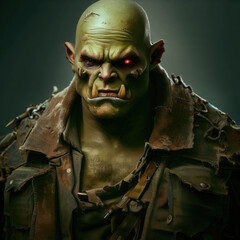 Orc zombie in military uniform. Generated AI