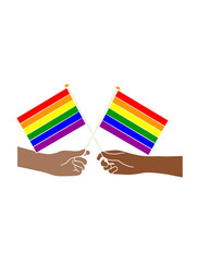 Abstract hand holding pride flag illustration. Vector illustration.