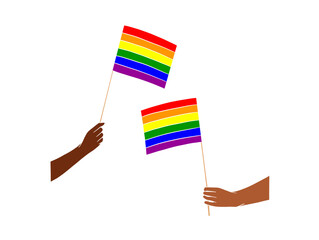 Abstract hand holding pride flag illustration. Vector illustration.