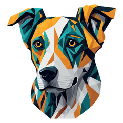 Abstract shape of a dog face. Vector illustration. T-shirt print. White background. Mosaic style