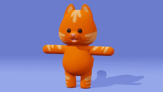 Cute red cat dancing. Abstract loop animation