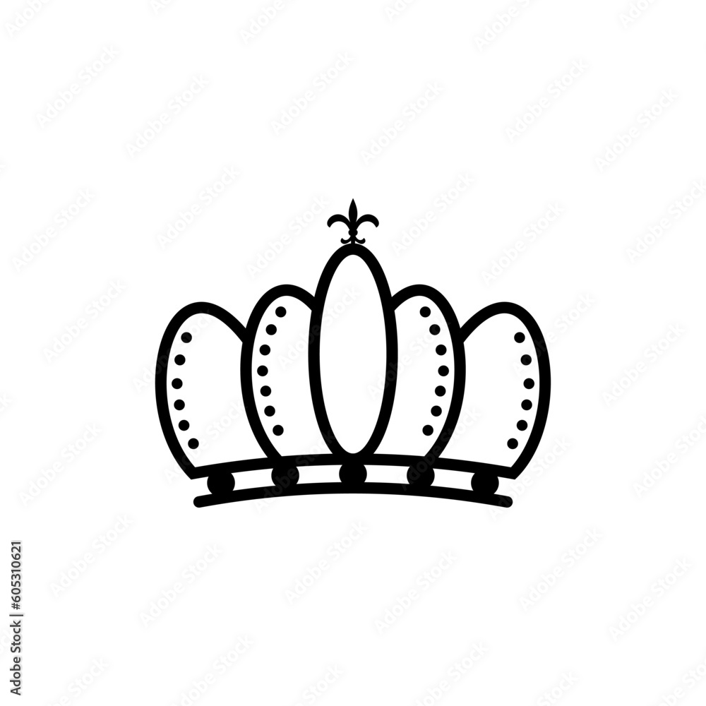 Poster Vintage queen and king crown logo design