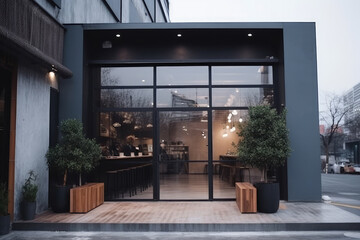 Fototapeta premium Front of coffee shop , coffee house, AI Generated