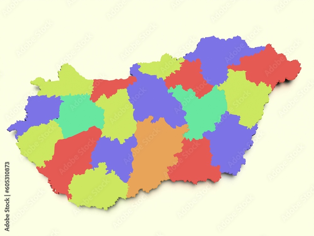 Aufkleber 3d rendering of a colorful map of europe isolated on a bright plain background