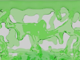 3D rendering of green liquid splash in glass isolated on a white background