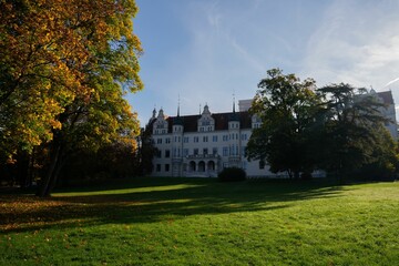 Scenic view of Boitzenburg Castle with a beautiful green garden in Brandenburg, Germany