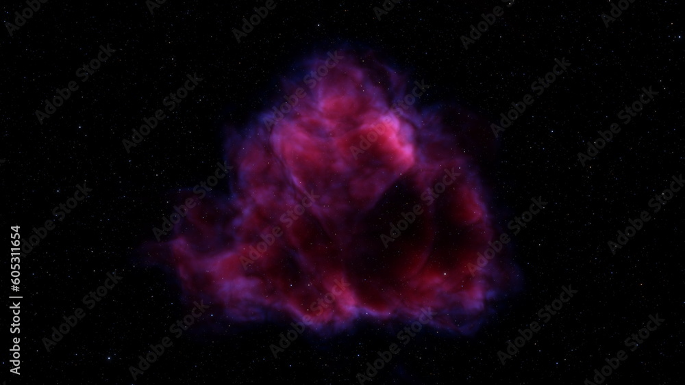 Poster cosmic nebula in space among stars and galaxies. gas dust clouds nebula in outer space. birth and ex