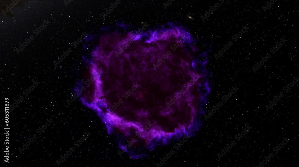 Poster cosmic nebula in space among stars and galaxies. gas dust clouds nebula in outer space. birth and ex