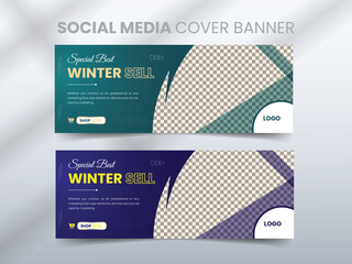 Professional modern Fashion Sell social media Facebook cover or web banner template design. unique webinar creative template designs for social media banner. vector illustration with modern 2 color   