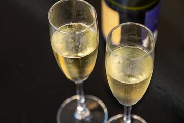 Crystal glasses of champagne