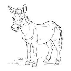 Donkey: Vector, Line art, Coloring, Wildlife, Animal, Cute