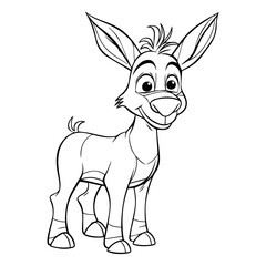 Donkey: Vector, Line art, Coloring, Wildlife, Animal, Cute