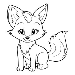 Fox: Vector, Line art, Coloring, Wildlife, Animal, Cute
