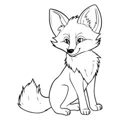 Fox: Vector, Line art, Coloring, Wildlife, Animal, Cute