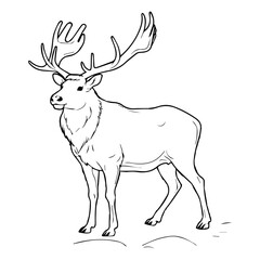 Fototapeta premium Elk: Vector, Line art, Coloring, Wildlife, Animal, Cute