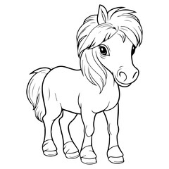 Horse: Vector, Line art, Coloring, Wildlife, Animal, Cute